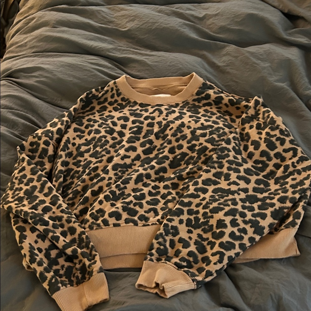 Aerie Tan and Black Animal Print Pullover